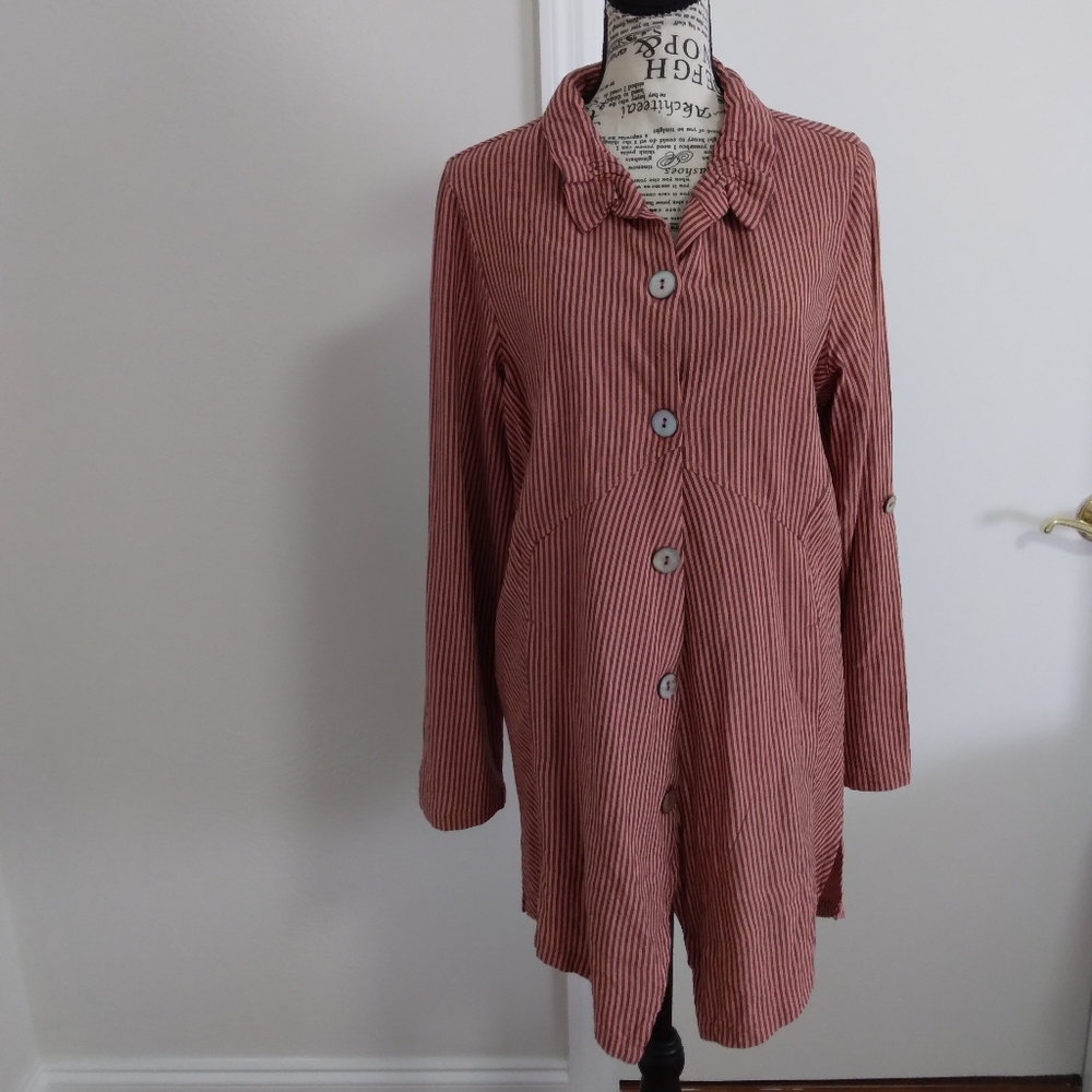 Soft‎ Surroundings Sasha Shirt Roll Tab Sleeve Button Down